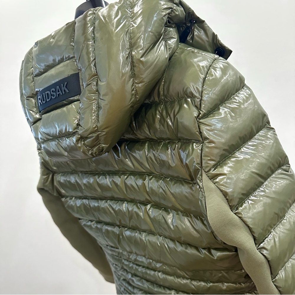 RUDSAK Melissa Metallic Green Puffer Down Jacket Winter Coat Olive Large - Picture 10 of 11